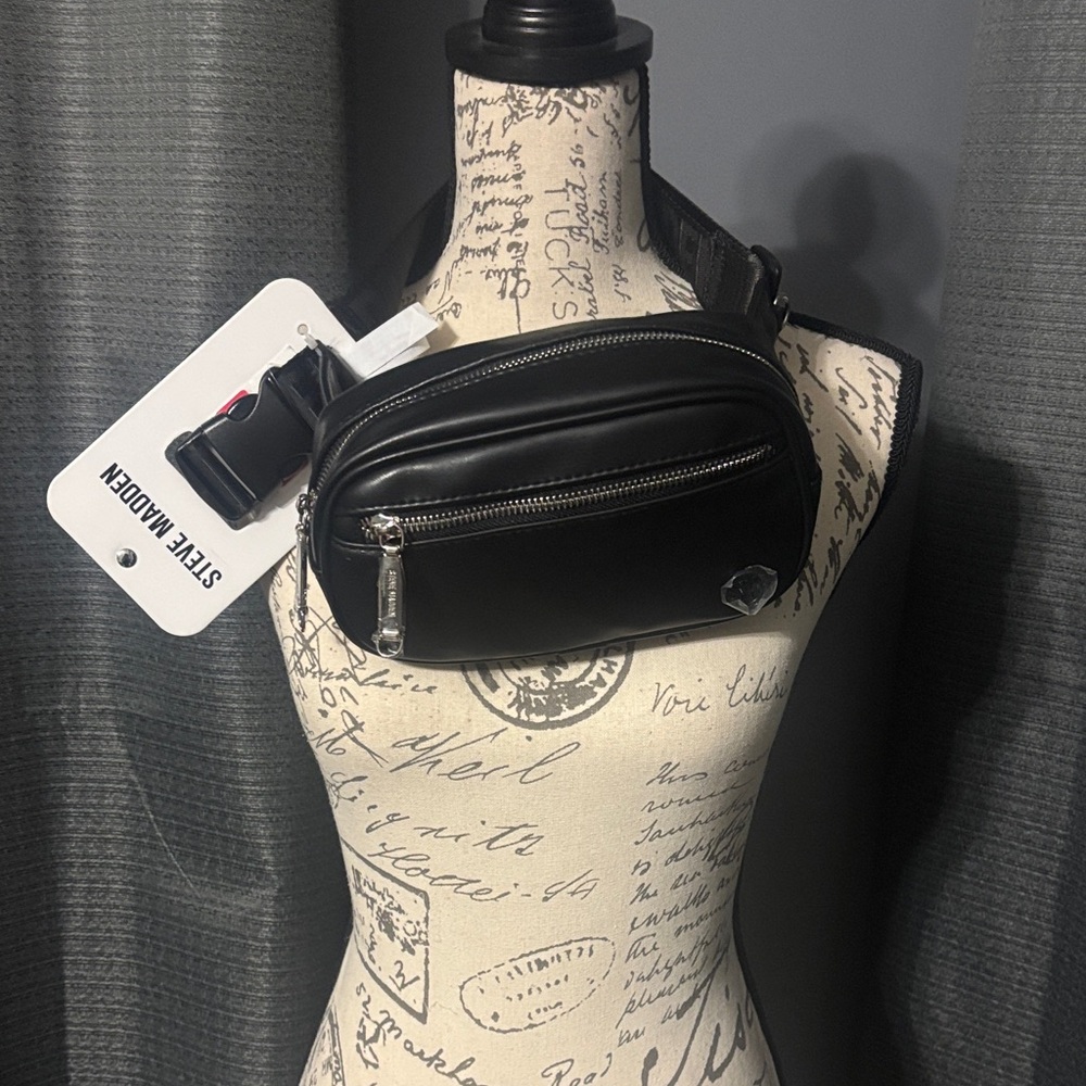 Steve Madden Black Crossbody Bag with Silver Accents